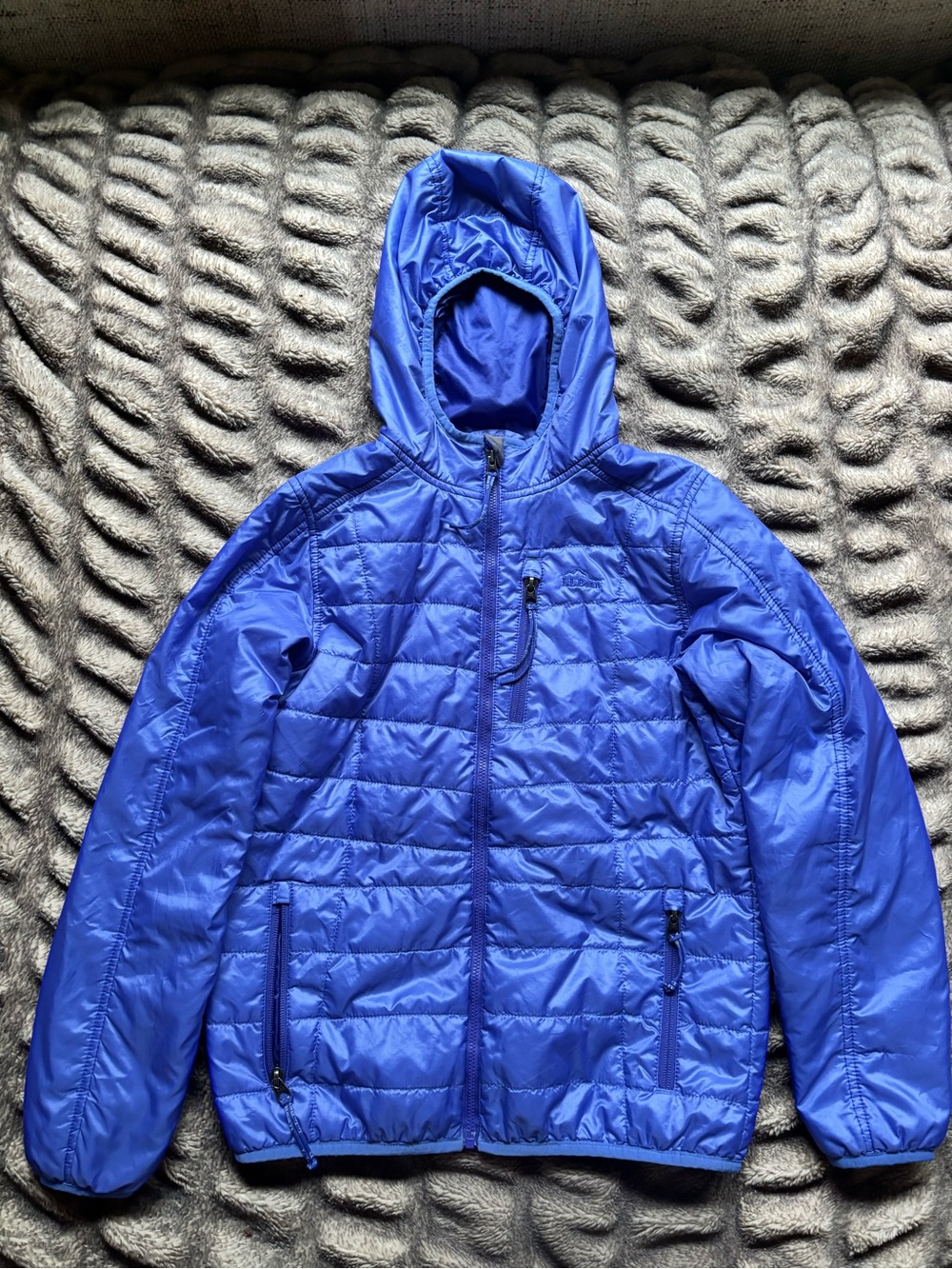 L.L.Bean Girls Blue Hooded Puffer Jacket Size M 10-12